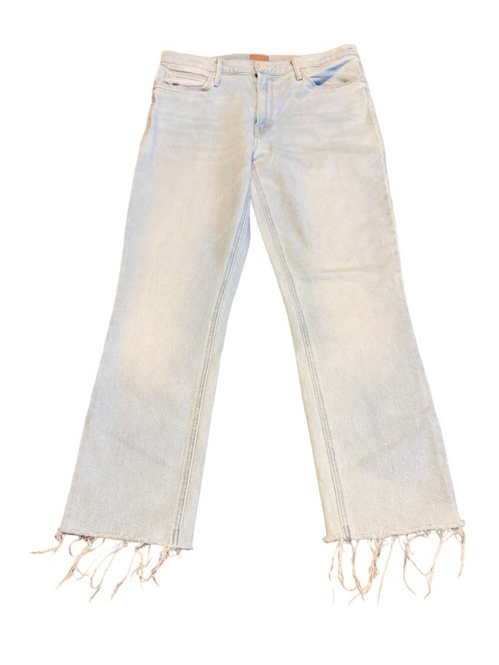 Mother The Mid Rise Dazzler Crop Fray Ahead of Time Jeans Light Wash Denim Sz 31